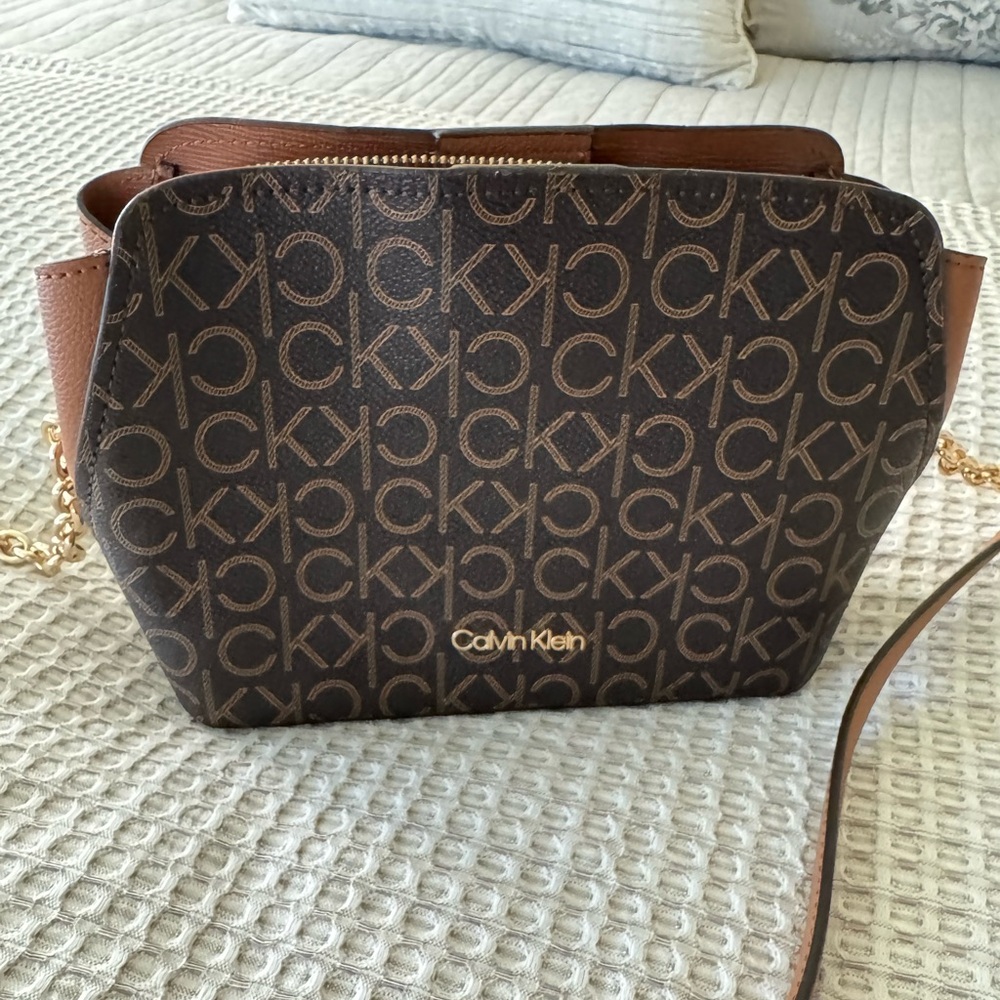 Calvin Klein Brown Monogram Crossbody Bag